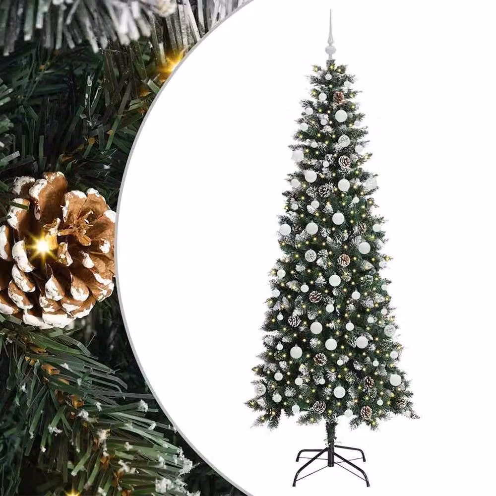 Berkfield Home Artificial Christmas Tree with 300 LEDs, Green, W/D/H: 86 x 86 x 210 cm – 2