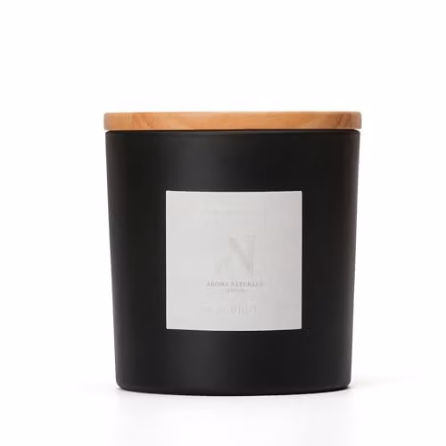 Aroma Naturals Fruity Scented Candle in Black Glass Jar with Wooden Lid, 678 g – 1