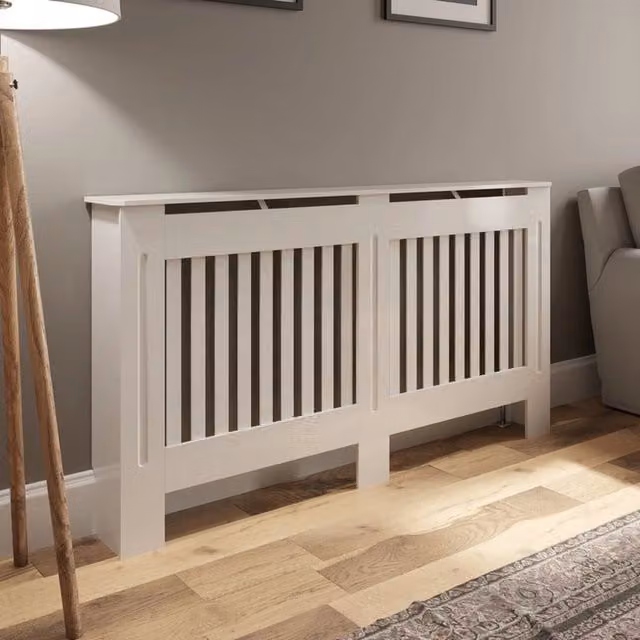 Temprazo White MDF Vertical Slat Radiator Cover, Height: 152 cm