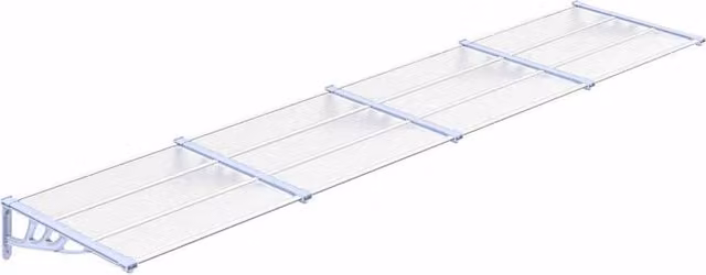 Berkfield Home Polycarbonate and Aluminium Door Canopy in Grey and Transparent, W: 396 cm, D: 90 cm, H: 90 cm – 1
