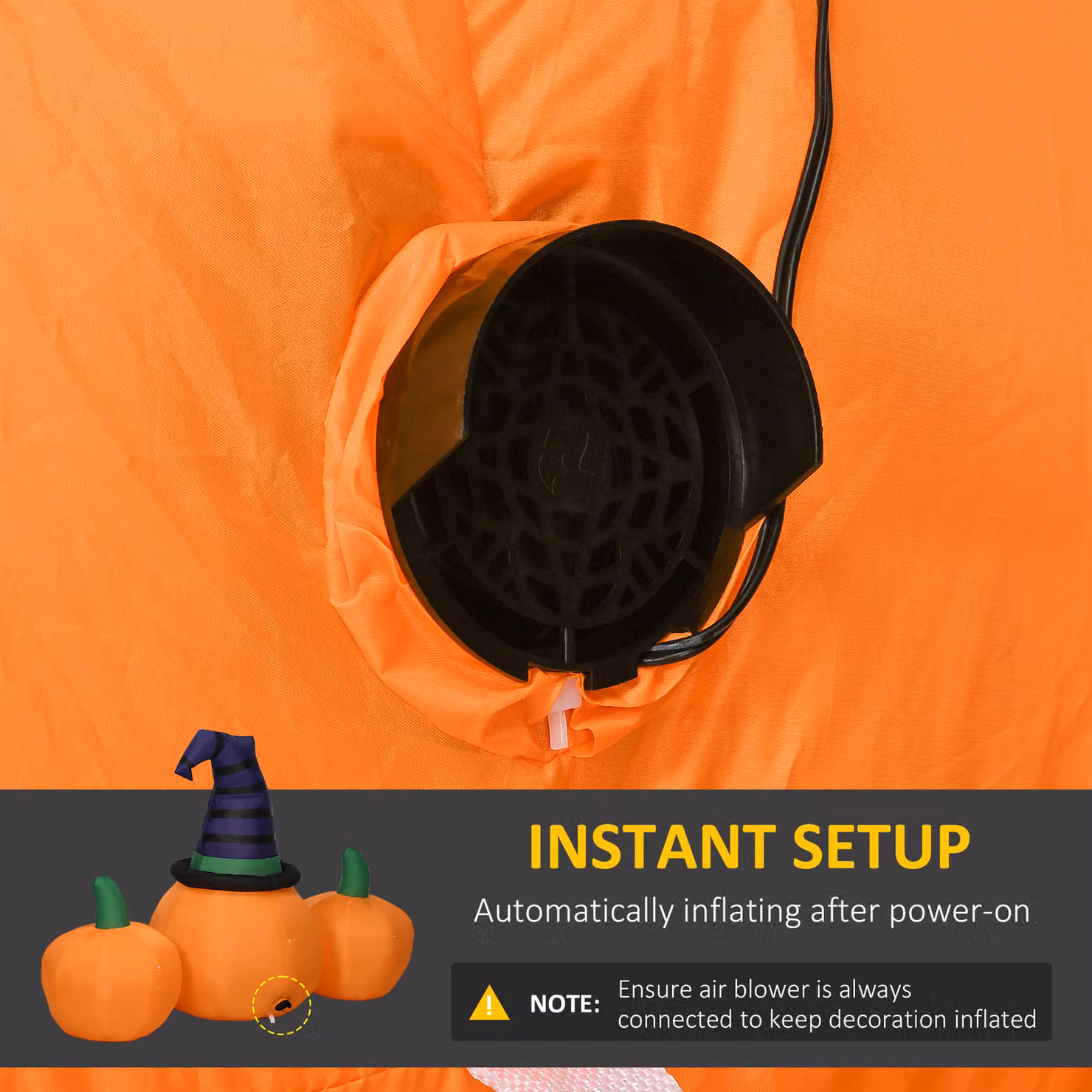 Outsunny 6ft Inflatable Halloween Large Pumpkin in Hat with Four Small Pumpkins, Orange LED Blow-Up Outdoor Decoration – 4