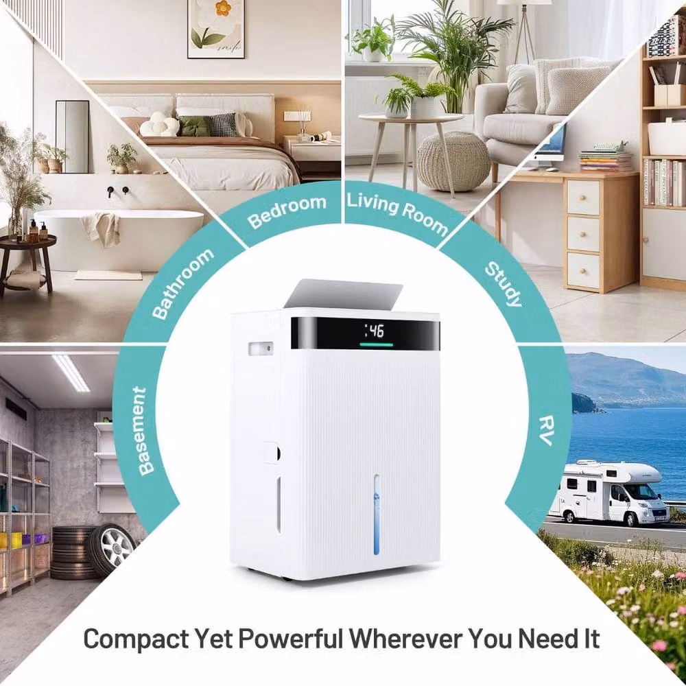Costway 30L Dehumidifier in White with 3 Modes and 3-Colour Lights for Home and Basement – 2