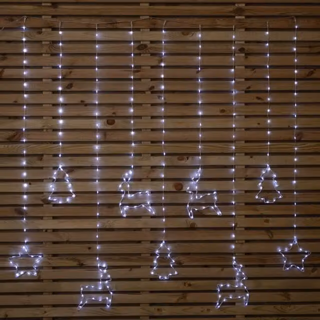 Samuel ALEXANDER Christmas Window Curtain Light with 327 LEDs in White and Multicolour, W: 120 cm, H: 110 cm, D: 120 cm – 1