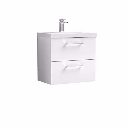 Balterley Wall Hung 2 Soft Close Drawer Bathroom Vanity Unit with Basin, Satin Green and White, W/D/H: 61.0 x 39.0 x 57.9 cm – 3