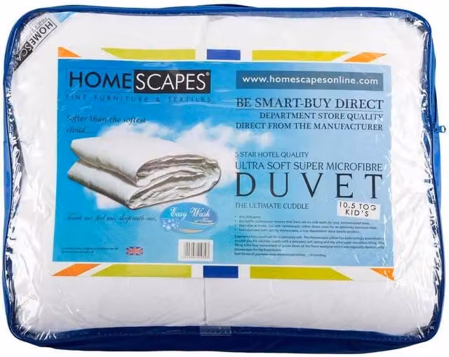Homescapes Kids Microfibre Filling Duvet, 10.5 Tog, White