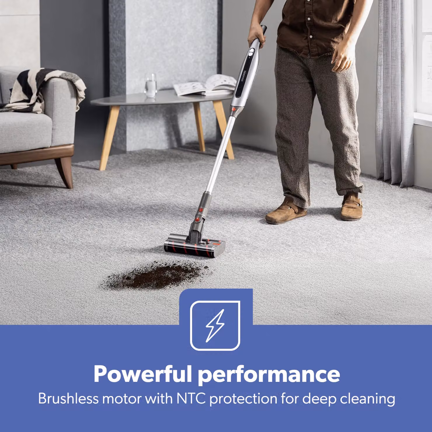 Geepas Cordless 2-in-1 Stick Vacuum Cleaner with 30 Minute Runtime and 4-Stage HEPA Filter in Grey – 3