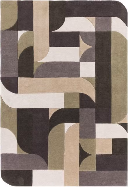 The Rug Shop UK Green and Multicolour Handmade Modern Geometric Abstract Area Rug, W: 200 cm, L: 300 cm – 1