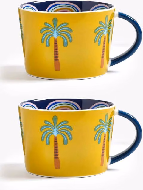 Eleanor Bowmer Set of 2 Electric Coast Multicolour Stoneware Mugs