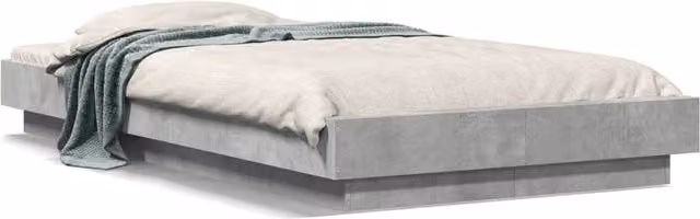 Berkfield Home Modern Bed Frame with LED Lights and USB Charging Port in Concrete Grey, W: 75 cm, L: 190 cm