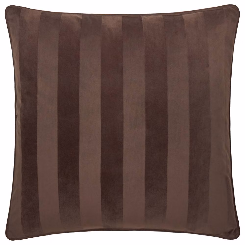 Paoletti Regency Stripe Velvet Cushion in Brown, W/D/H: 45 x 45 x 45 cm – 2
