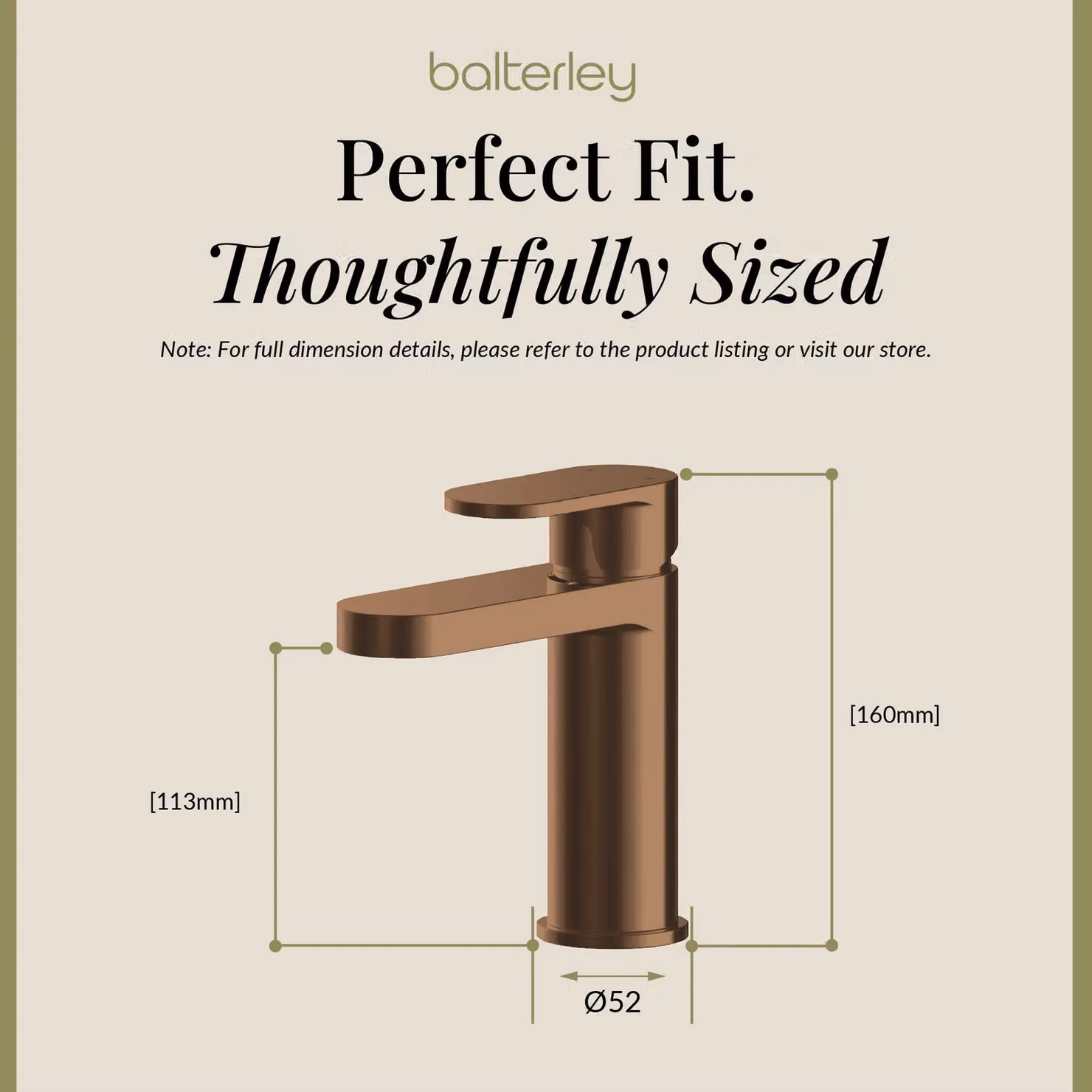 Balterley Current Round Mono Basin Mixer Tap with Push Button Waste, Brushed Bronze and Brown – 4