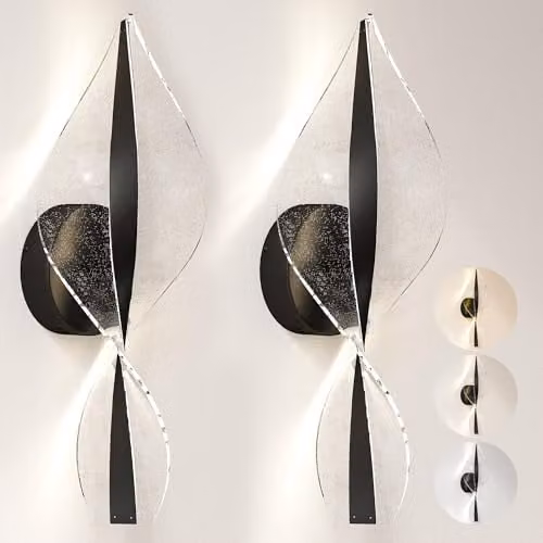 HOMCOM 2 Pack Modern LED Spiral Wall Lamps in Black with Adjustable Up and Down Lighting – 1