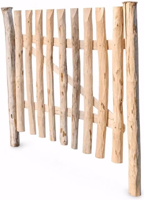 Natural Chestnut Picket Woven Wood Swing Garden Gate in Brown and Beige, Width: 120 cm