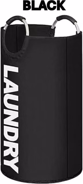 PAWNORA 90L Collapsible Fabric Laundry Basket in Black