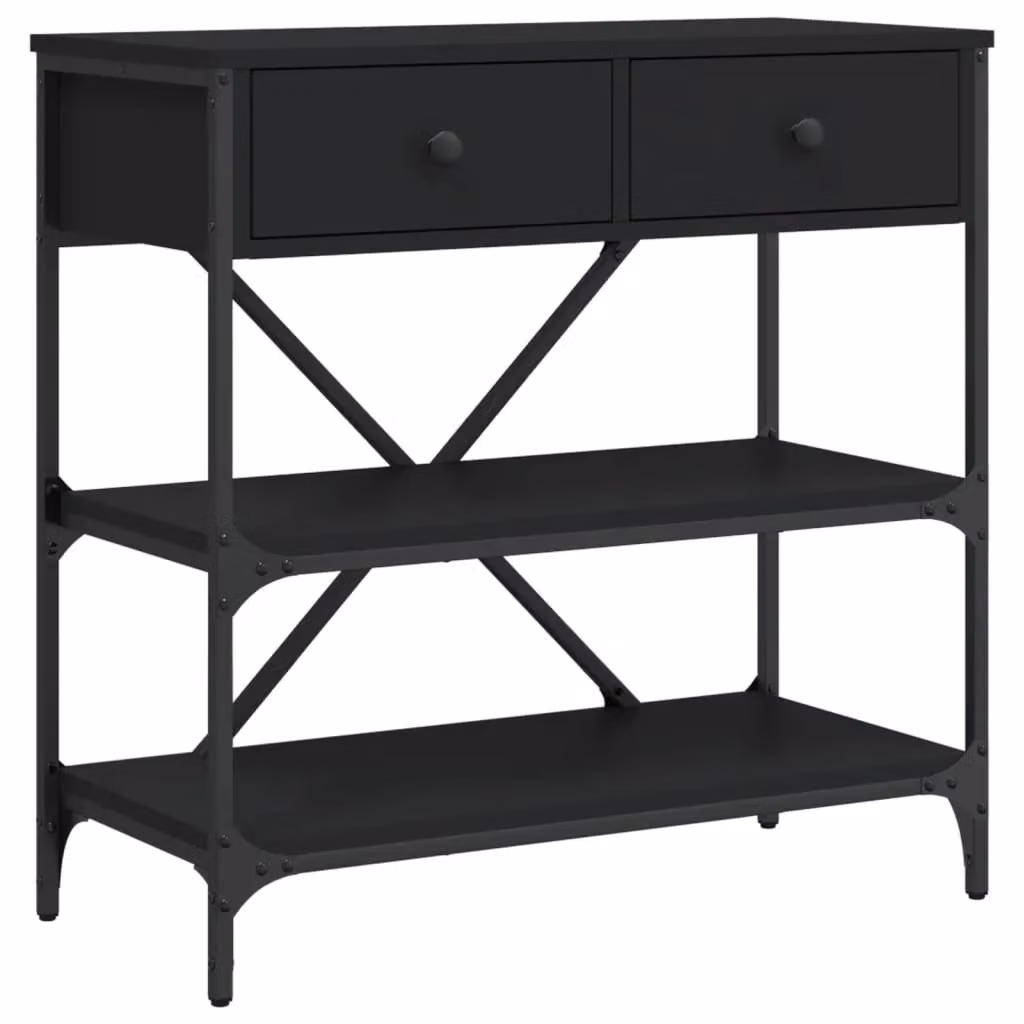 Berkfield Home Black Industrial Console Table with X-Frame Design, W/D/H: 75 x 34.5 x 75 cm – 2