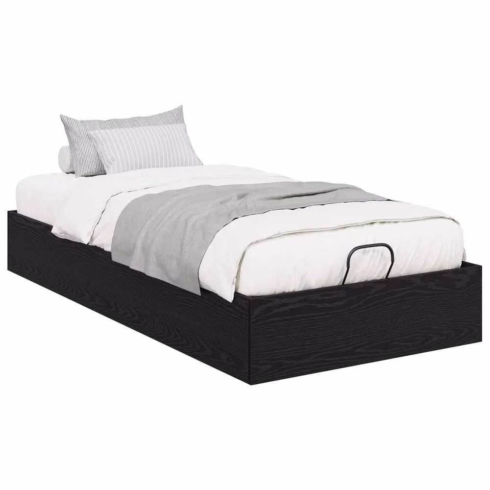 Berkfield Home Black Oak Ottoman Bed Frame with Lift Up Base, W/D/H: 200 x 90 x 25 cm – 3