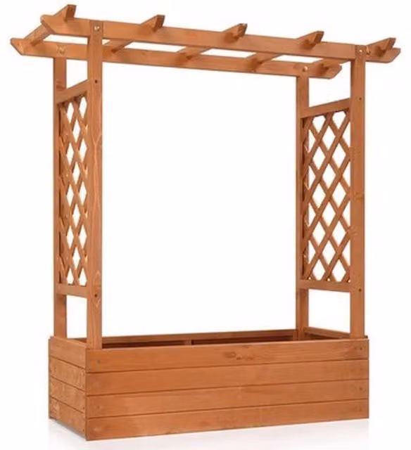 NESTLUNE Wooden Raised Garden Bed in Brown