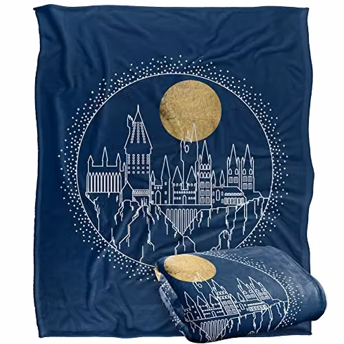 Warner Brothers Harry Potter Hogwarts Full Moon White Fleece Throw Blanket W/D/H: 152 x 127 cm – 1
