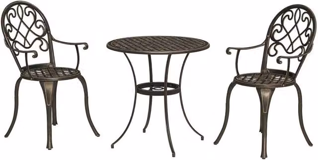 Kelvenix 3-Piece Aluminium Bistro Set in Bronze Tone