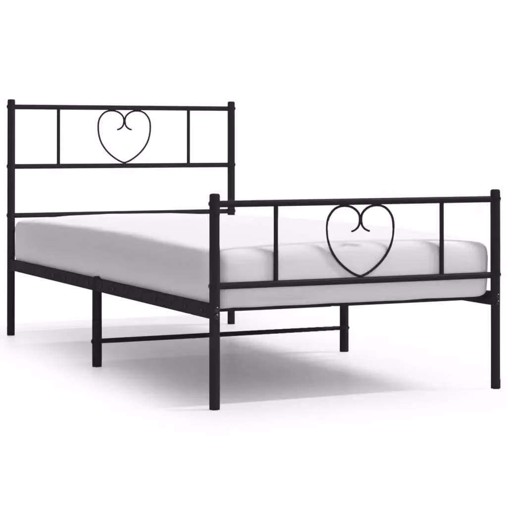 Berkfield Home Metal Bed Frame with Headboard and Footboard in Black, W/D/H: 75 x 190 cm – 2