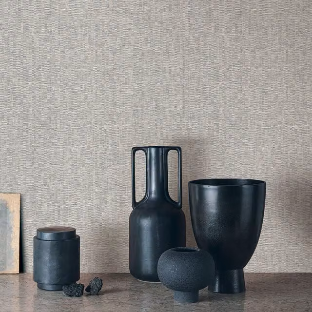 Grandeco Cordy Plain Woven Fabric Effect Textured Wallpaper in Grey – 1