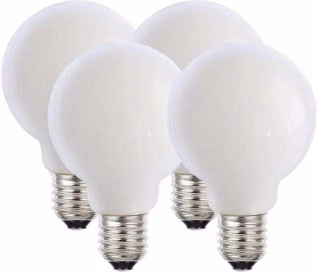 Harper Living 8W G95 E27 LED Opal Globe Bulb, Warm White, Dimmable, Pack of 4