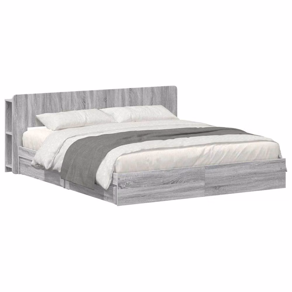 Berkfield Home Modern Bed Frame with Storage Drawers in Grey Sonoma, Engineered Wood, 200 x 200 cm – 2