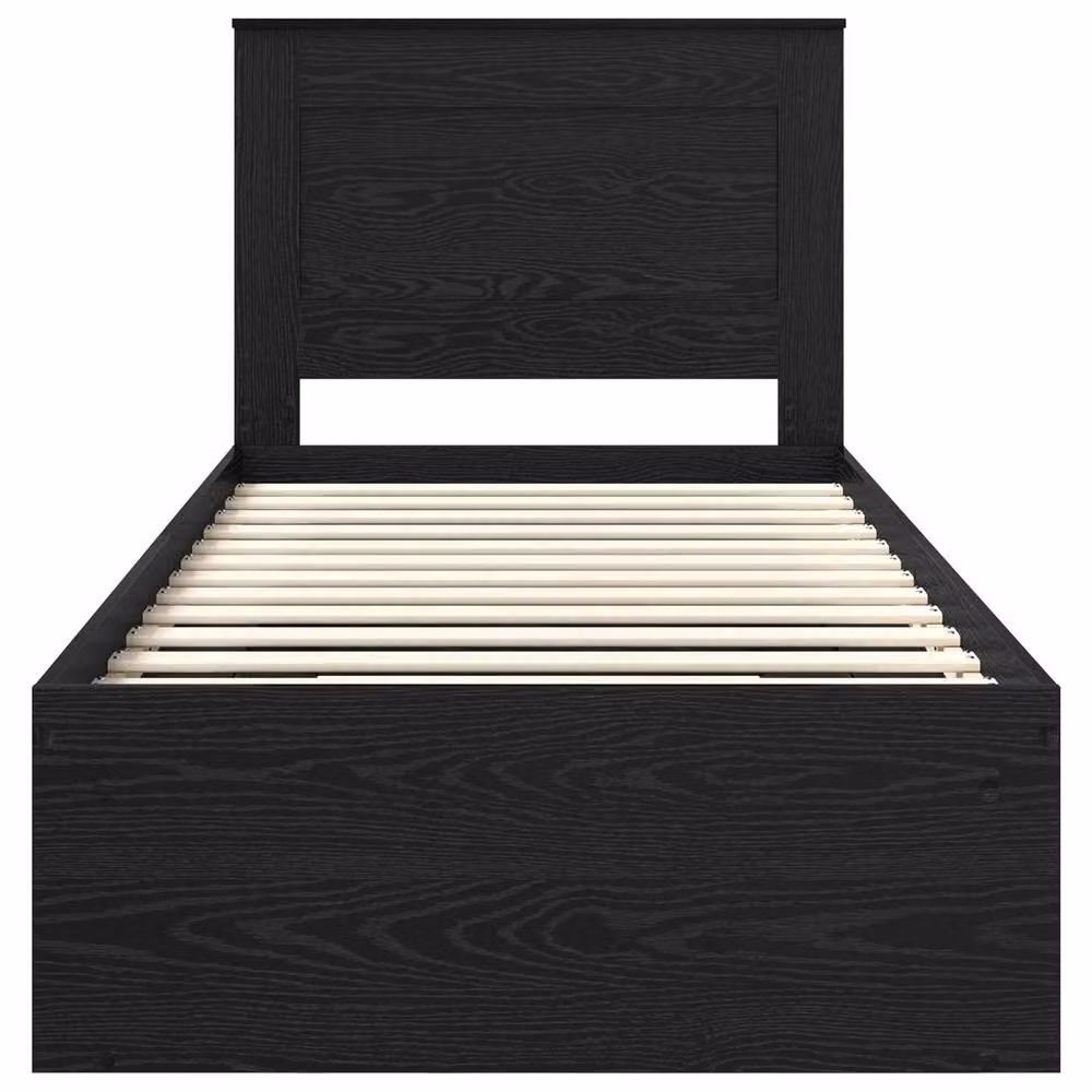 Berkfield Home Modern Bed Frame with Headboard in Black Solid Pine Wood, W: 75 cm, L: 190 cm – 4