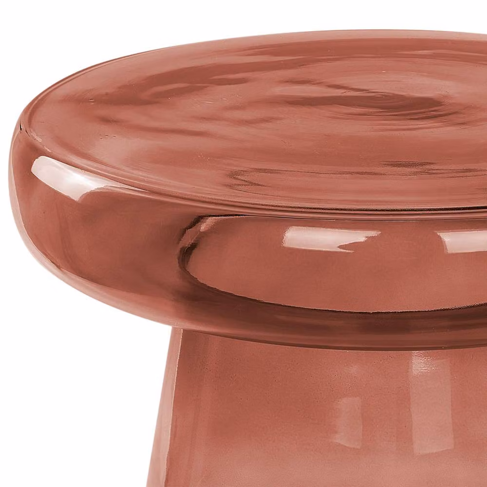 Wyld and Coco Red Transparent Glass Round Side Table, Diameter: 39 cm, Height: 39 cm – 4