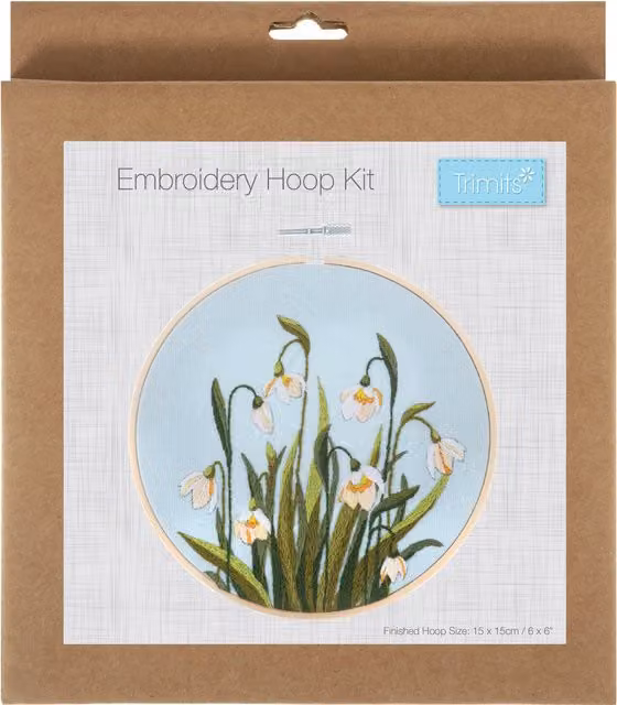 Trimits Snowdrops Embroidery Hoop Kit in White and Multicolour