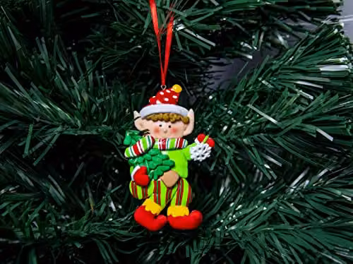 Shatchi 12-Piece Set of Multicolour Elf Hanging Christmas Tree Decorations – 2