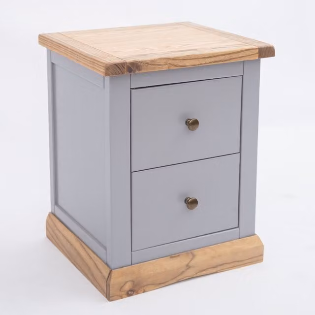 Cabinet Bits Biccari 2 Drawer Bedside Table in Grey Ash Wood