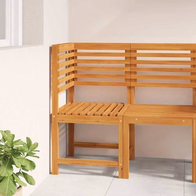 Berkfield Home Brown Acacia Solid Wood Corner Garden Chair