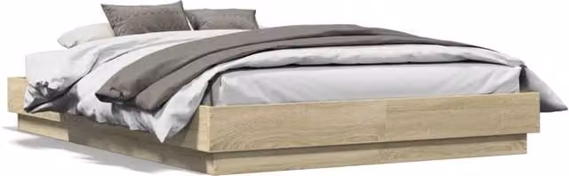 Berkfield Home Sonoma Oak Bed Frame in Beige, W/D/H: 140 x 190 cm