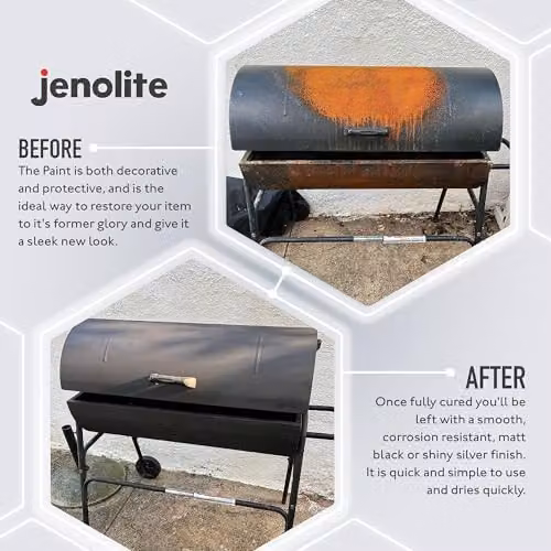 JENOLITE Matt Black Heat Resistant Multi-Surface Paint, 500ml – 4