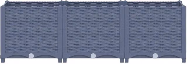 Berkfield Home Grey Plastic Raised Bed W/D/H: 120 x 40 x 38 cm