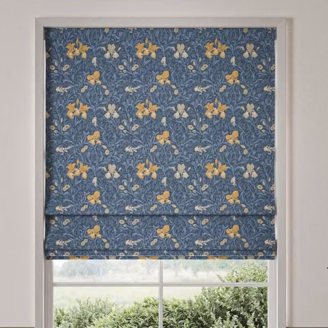 William Morris Iris Blue Floral Made To Measure Blackout Roman Blind