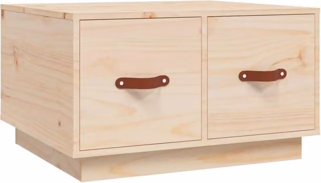 Berkfield Home Rustic Solid Pine Coffee Table, Beige, W: 60 cm, D: 53 cm, H: 35 cm