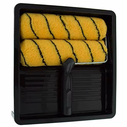 Coral Max Coat 9 Inch Paint Roller Kit with HEADLOCK Frame and Polyester Covers, Yellow, 4 Piece Set – 3