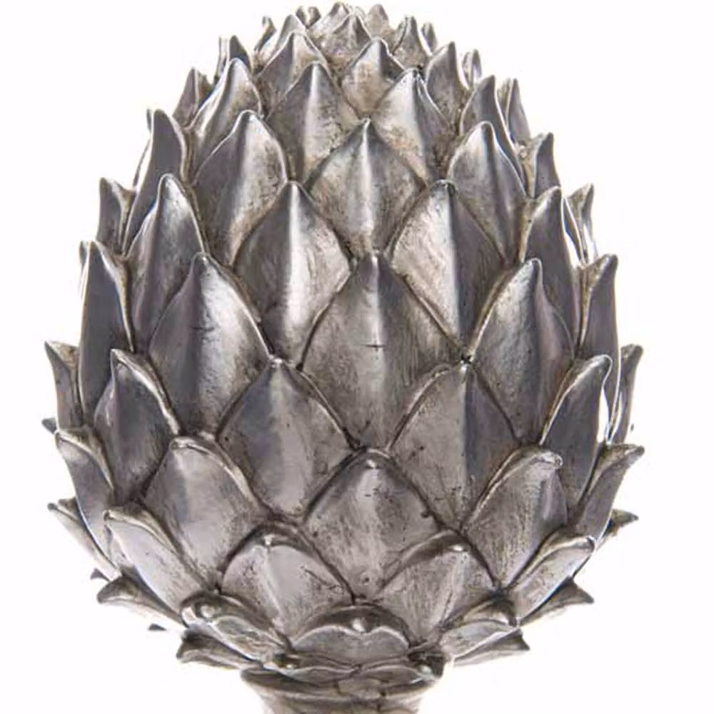 Lemon Pavilion Furniture and Decor Large Silver Ceramic Pinecone Finial, W: 19 cm, D: 19 cm, H: 30 cm – 2