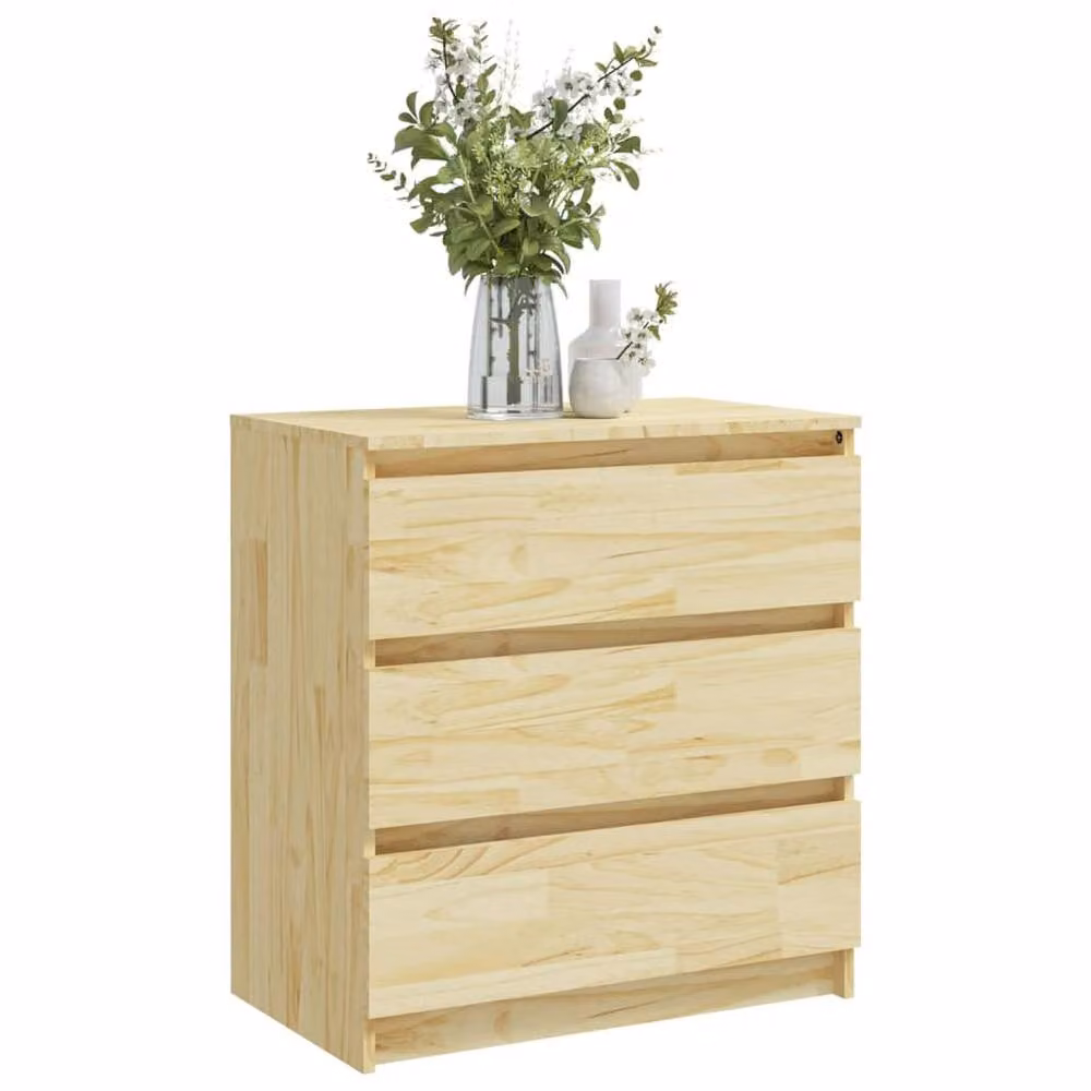 Berkfield Home Set of 2 Durable Solid Pinewood Bedside Cabinets in Natural, W/D/H: 60 x 36 x 64 cm – 2