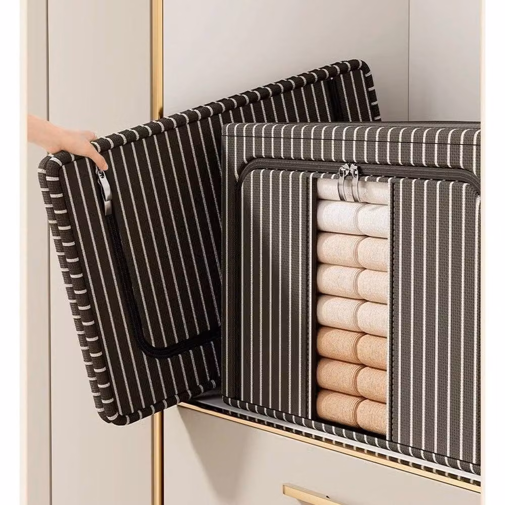 KORVIXA Black Foldable Underbed Clothes Storage Bag, 100L, W: 60 cm, D: 42 cm, H: 40 cm – 4