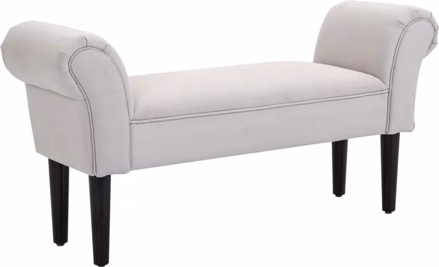 Furnold Grey Fabric Wooden Chaise Lounge Bed End Bench with Armrests