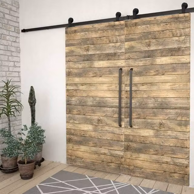 Berkfield Home Sliding Door Hardware Kit, 2-Piece Matt Black Steel Set, 200 cm
