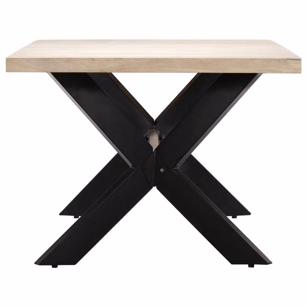 Berkfield Home White Rectangular Dining Table in Solid Mango Wood W/D/H: 200 x 100 x 75 cm – 2