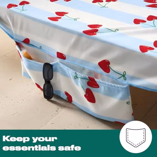 OHS Blue Heart Cherries Microfibre Beach Towel, W: 75 cm, L: 215 cm – 3