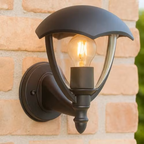 CGC Lighting Poppy Black Curved Coach Lantern Outdoor Up Light for Garden and Terrace – 1