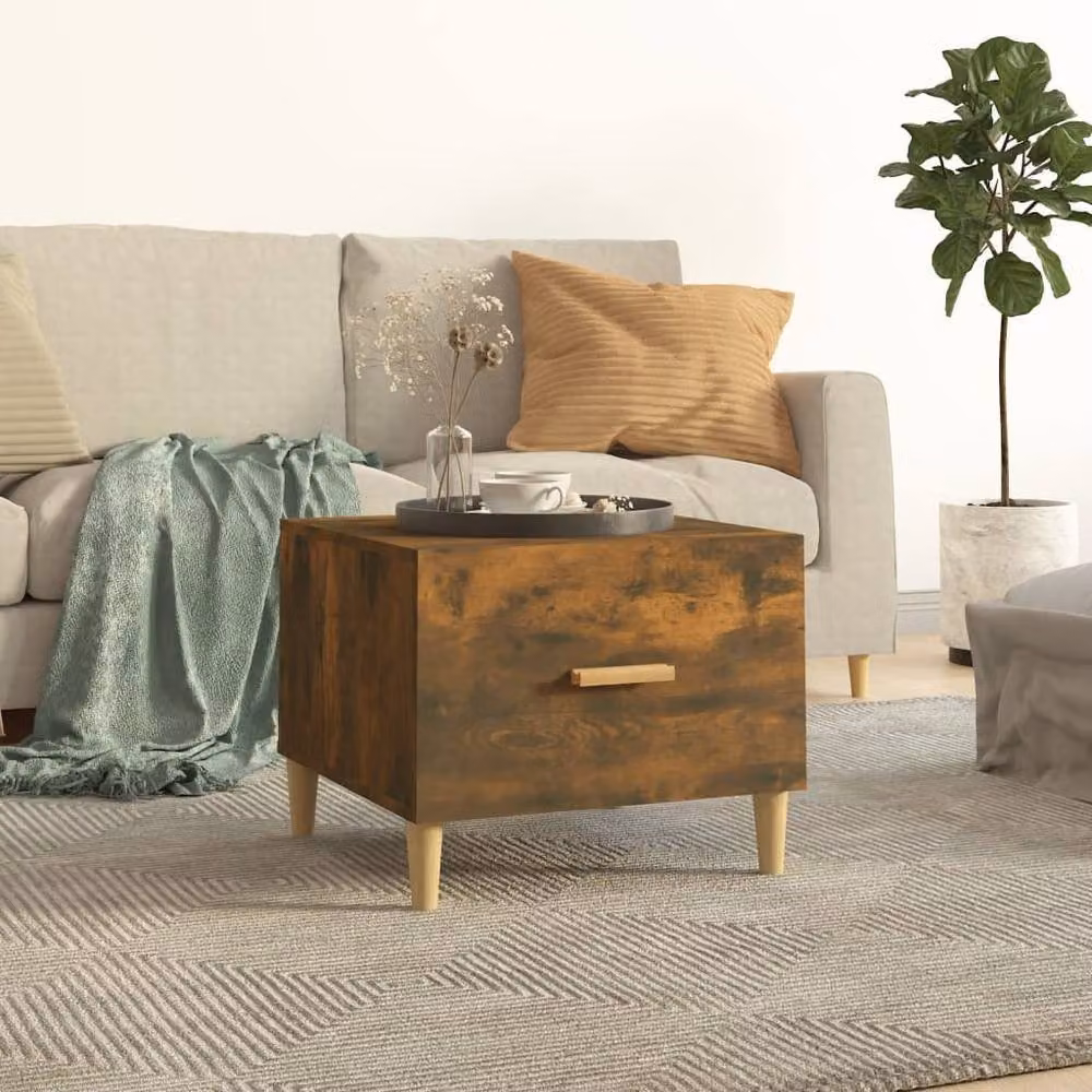 Berkfield Home Smoked Oak Coffee Table in Brown, W/D/H: 50 x 50 x 40 cm – 2