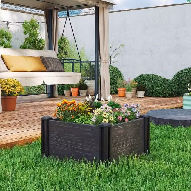 Outsunny Grey Plastic WPC Raised Garden Bed Kit