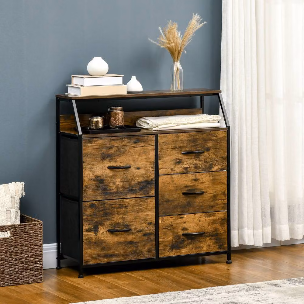 ERGOVEXA Industrial Bedroom Chest of Drawers in Brown and Black – 5